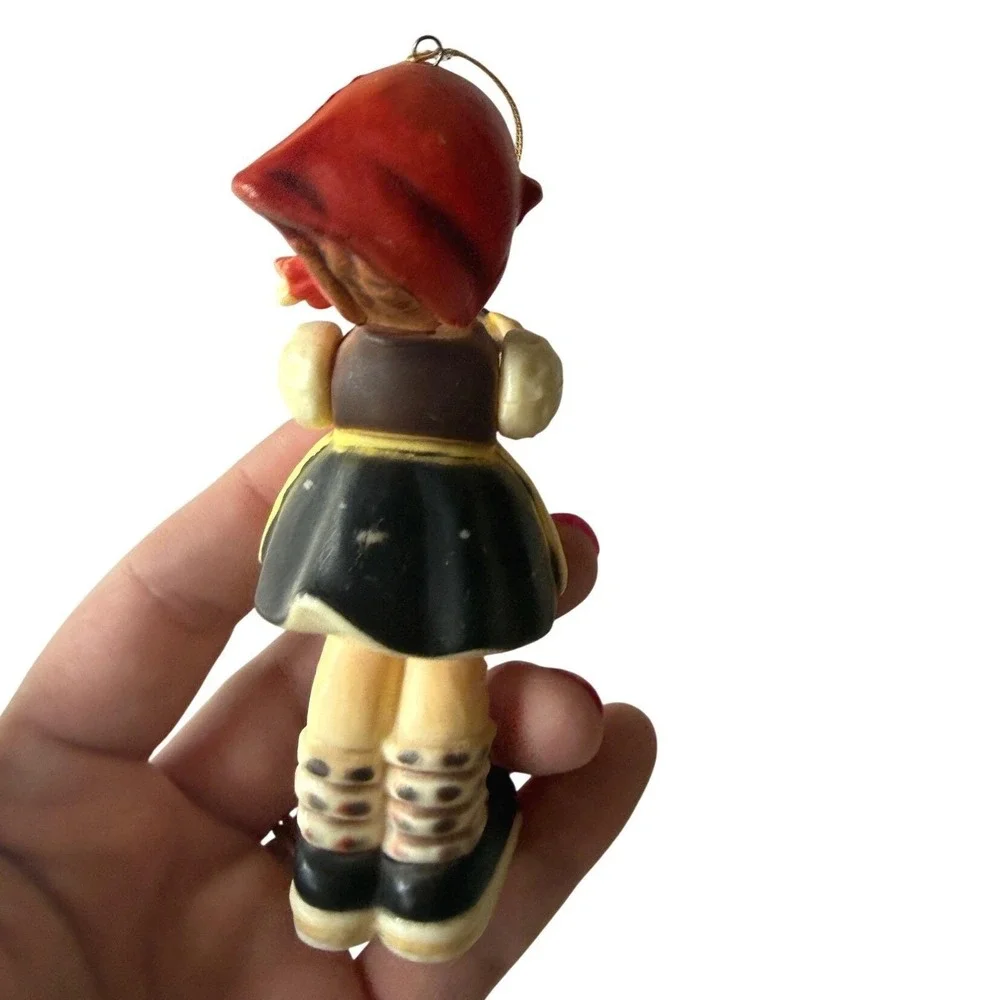 Vintage Plastic Girl Figurine Ornament Hummel‎ Style Yellow Dress Cottagecore
